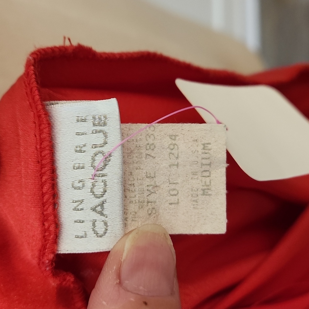 Cacique Vintage Red Satin Chemise Size Medium Lingerie Top - Picture 6 of 6